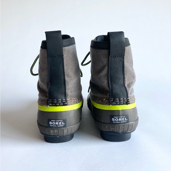Sorel Khaki Canvas Rubber Waterproof Lace Up Ankle Boots size 4 - Picture 7 of 15